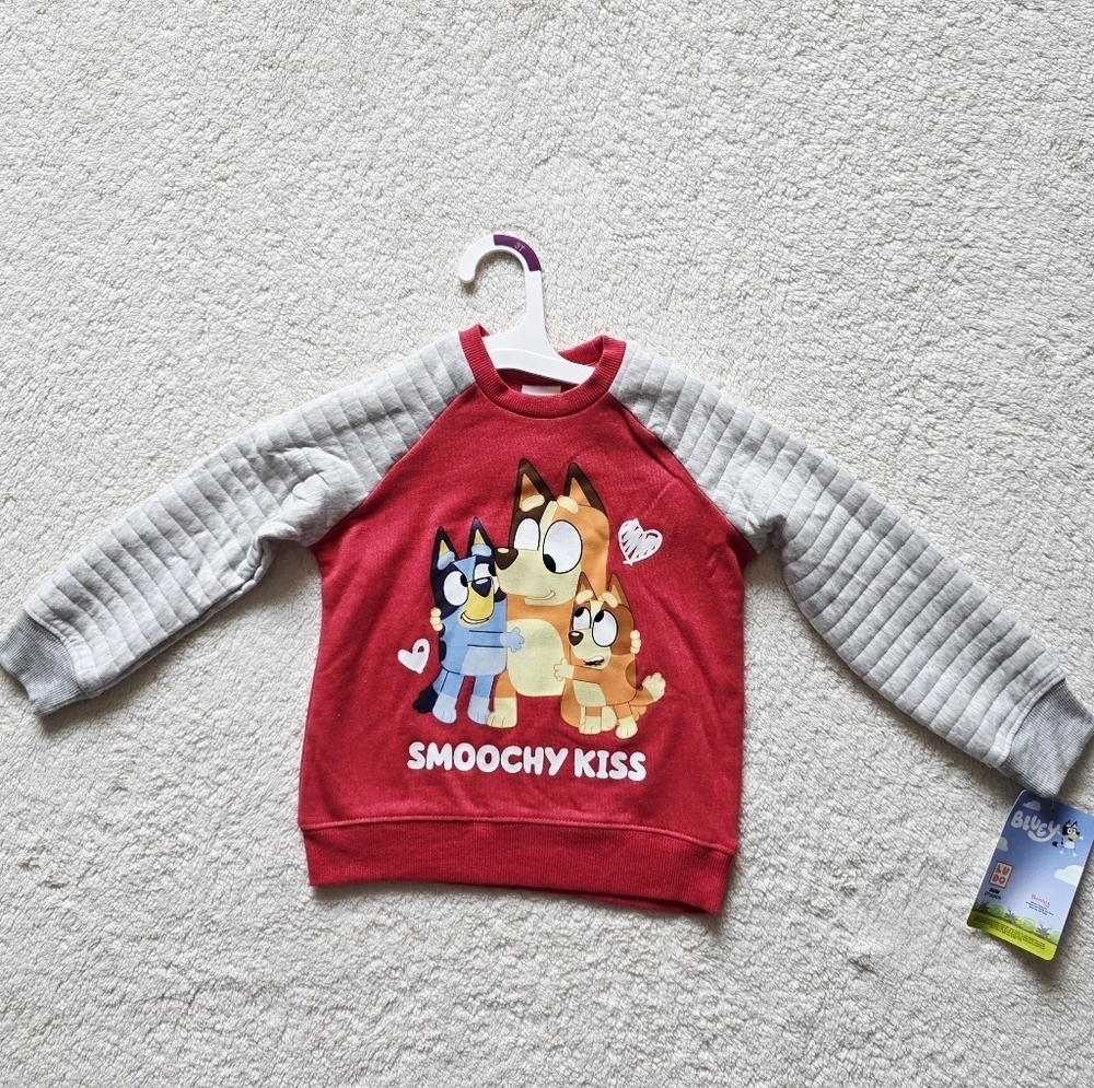 Toddler Boy Girl Bluey & Friends Smoochy Kiss Valentine' Easter Pullover Sweater
